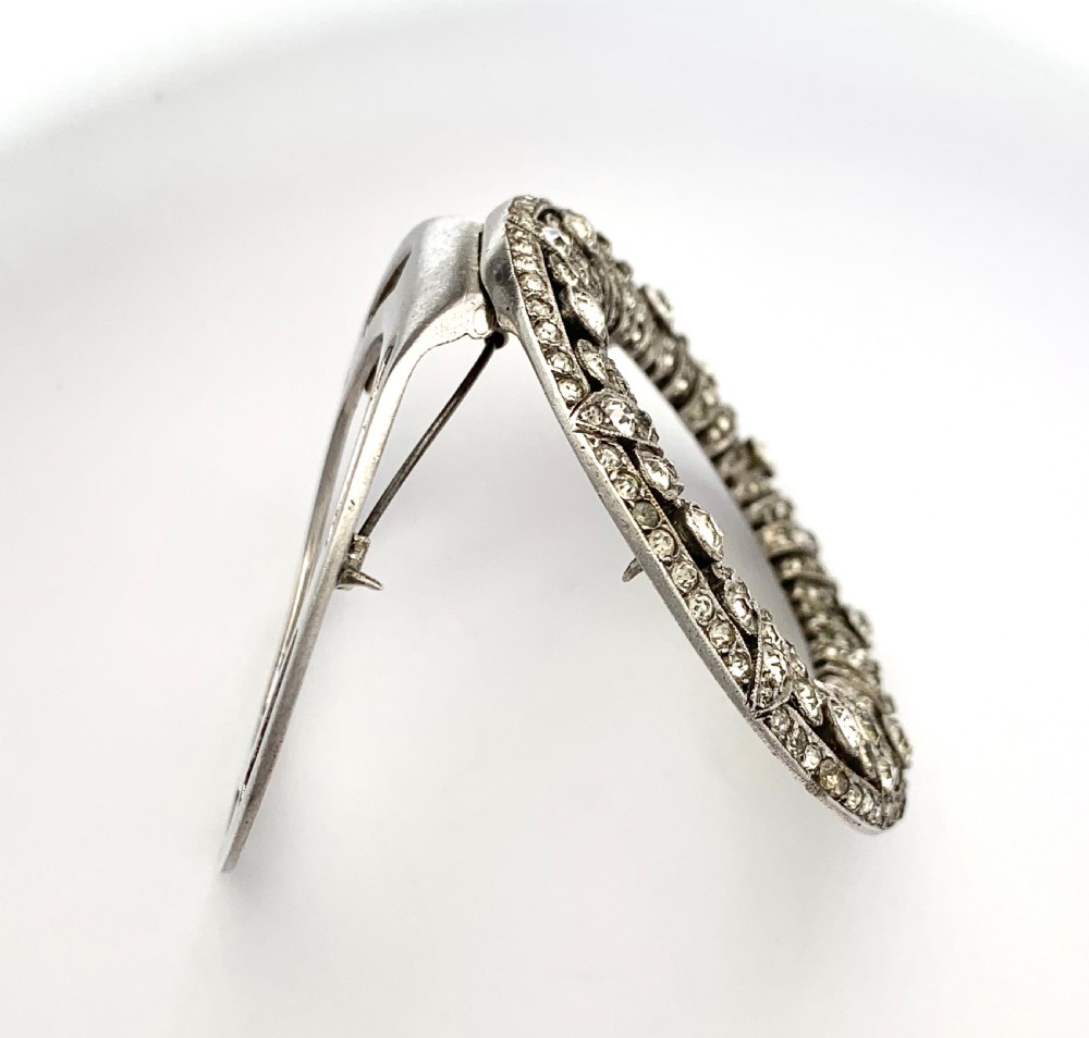 Large Art Deco Silver Paste Circle Dress Clip  View VI