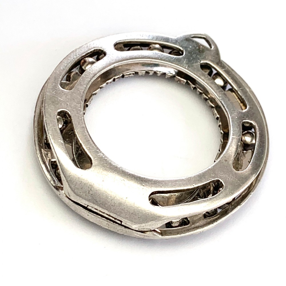 Large Art Deco Silver Paste Circle Dress Clip  View VII