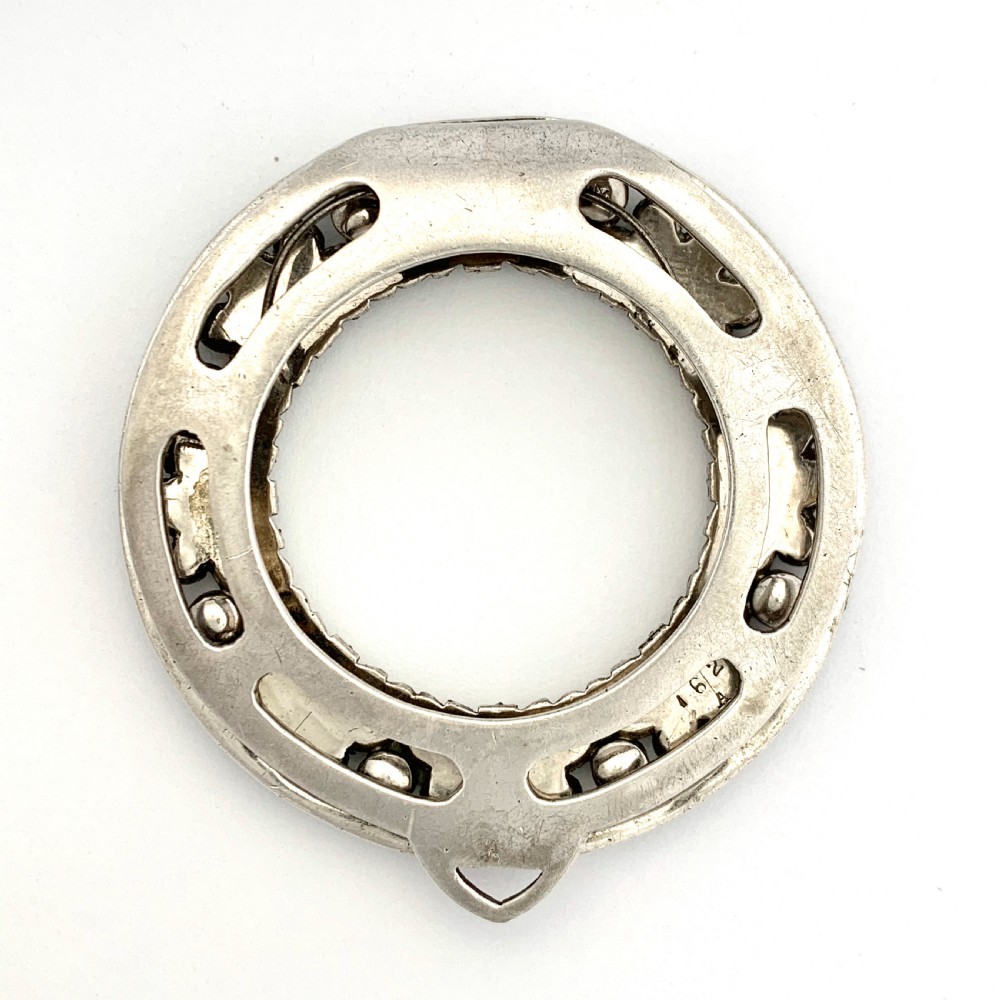 Large Art Deco Silver Paste Circle Dress Clip  View VIII