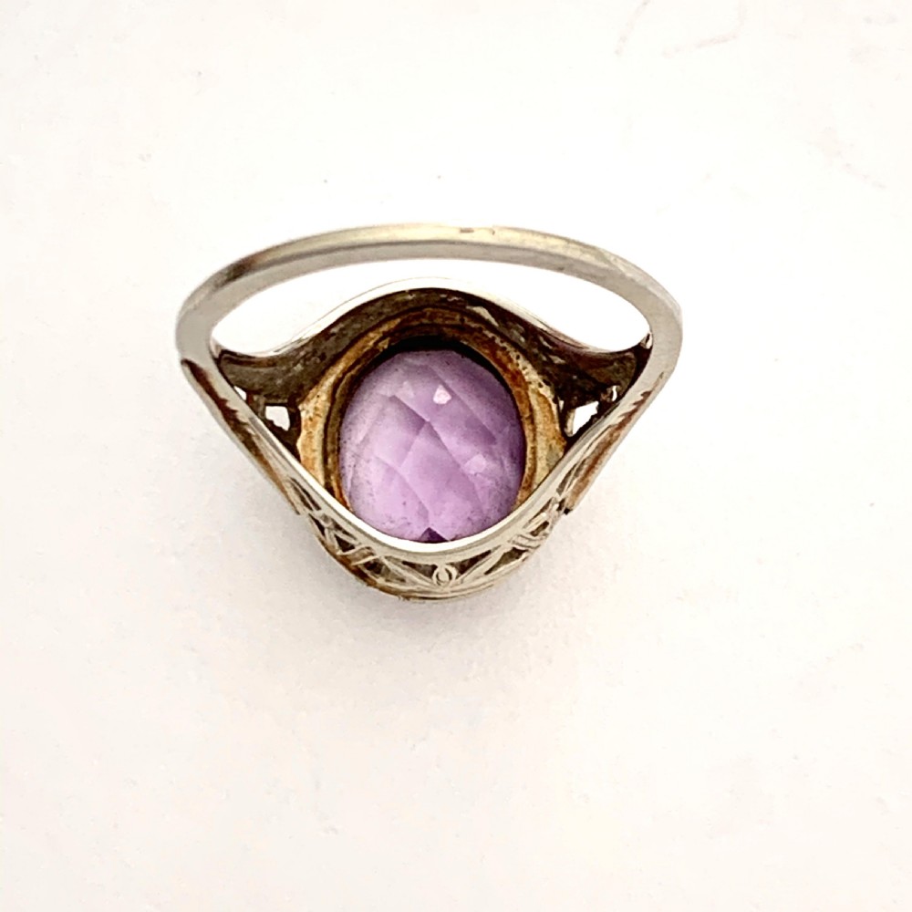 Art Deco 14CT White Gold Amethyst Ring View III