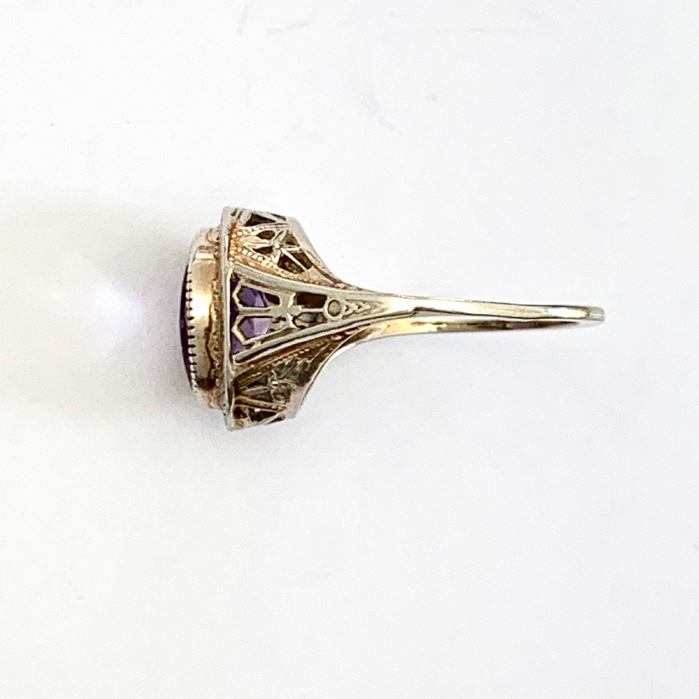Art Deco 14CT White Gold Amethyst Ring View IV