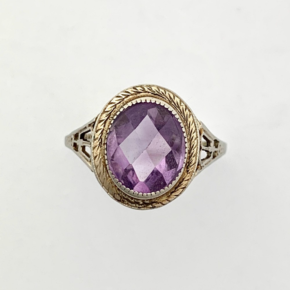 Art Deco 14CT White Gold Amethyst Ring View VI