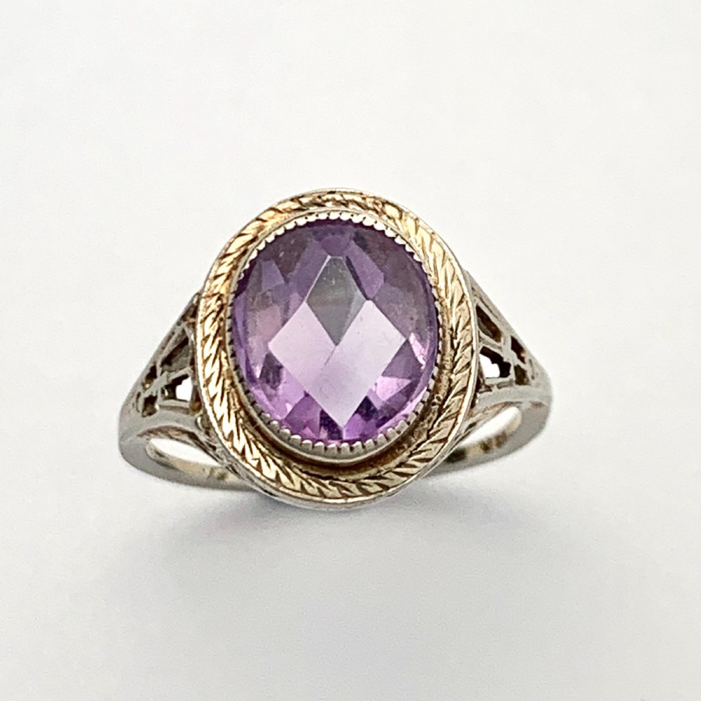 Art Deco 14CT White Gold Amethyst Ring View VII