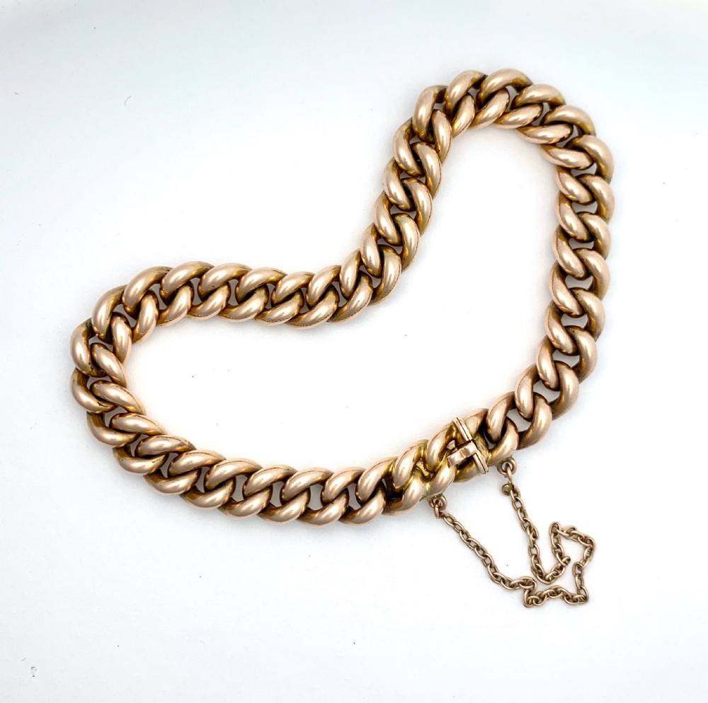 Victorian 9CT Rosy Gold Curb Chain Bracelet