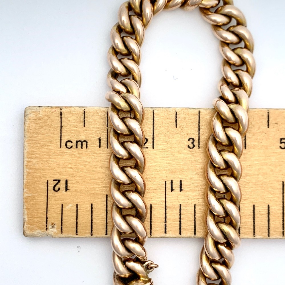 Victorian 9CT Rosy Gold Curb Chain Bracelet View III