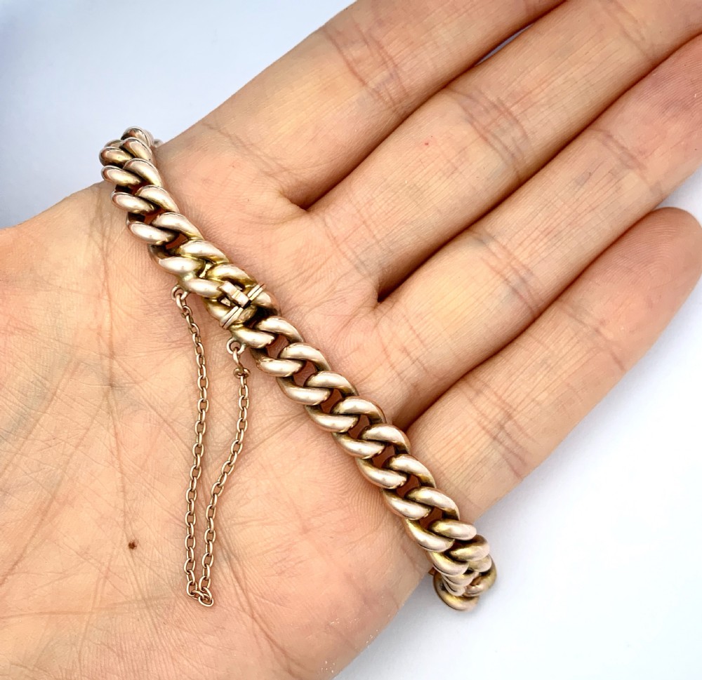 Victorian 9CT Rosy Gold Curb Chain Bracelet View IV