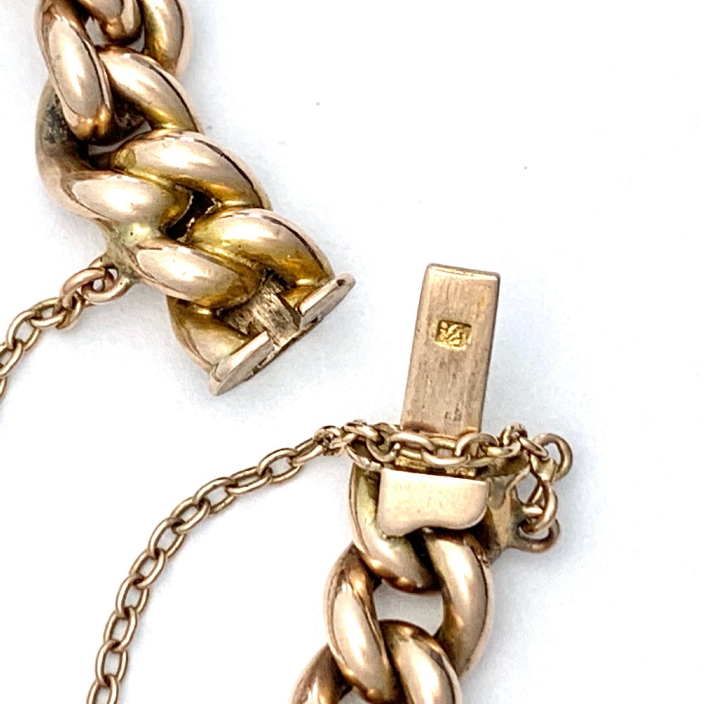 Victorian 9CT Rosy Gold Curb Chain Bracelet View VI