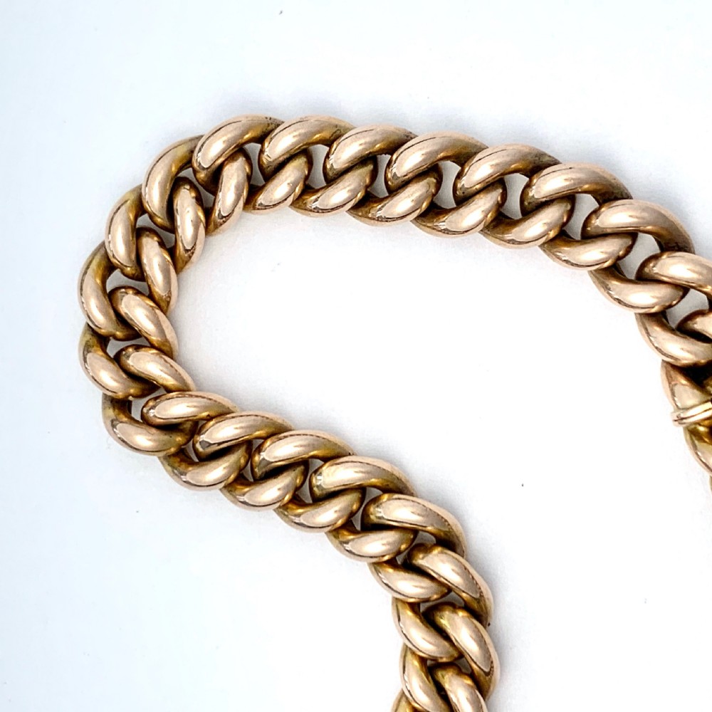 Victorian 9CT Rosy Gold Curb Chain Bracelet View VII