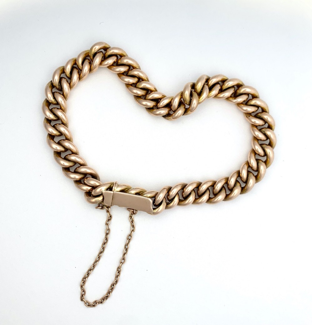 Victorian 9CT Rosy Gold Curb Chain Bracelet View VIII