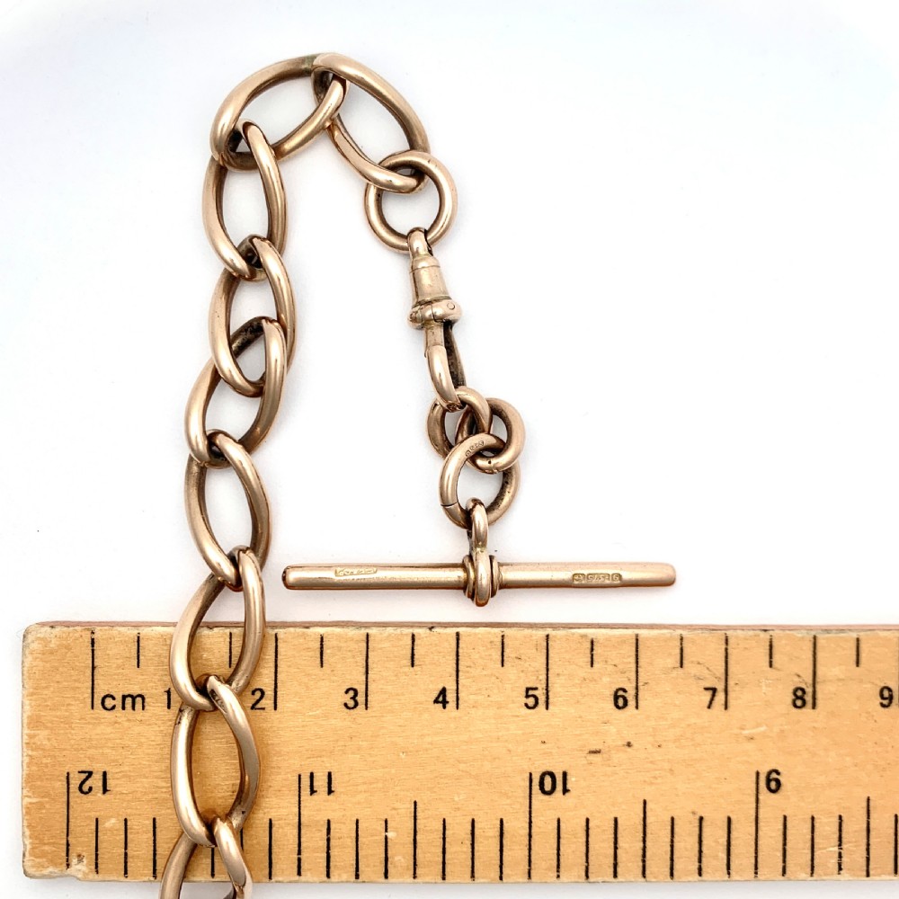 Heavy Victorian 9CT Rose Gold Chain Bracelet with T Bar  View III
