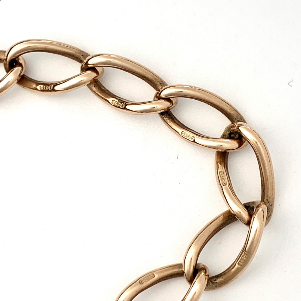 Heavy Victorian 9CT Rose Gold Chain Bracelet with T Bar  View V