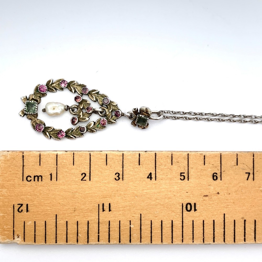 19th Century Austro Hungarian Baroque Pearl Gemstone Pendant View II