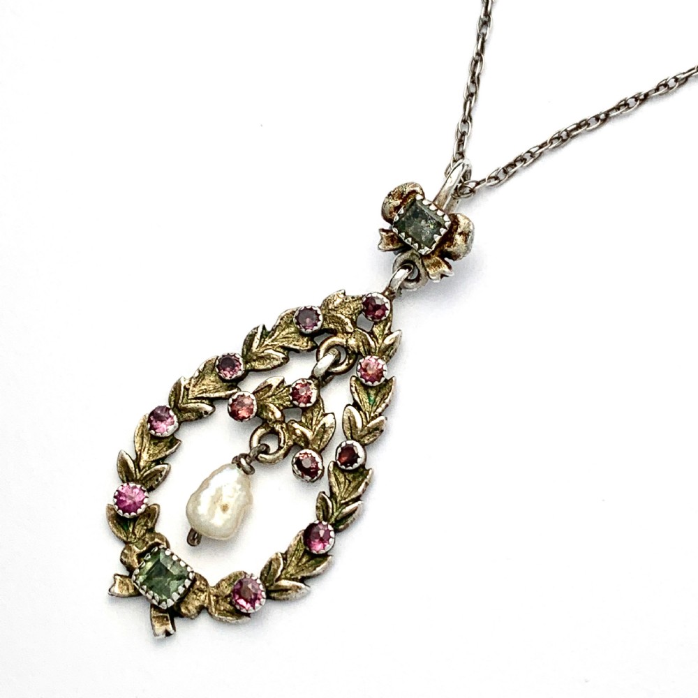 19th Century Austro Hungarian Baroque Pearl Gemstone Pendant View V
