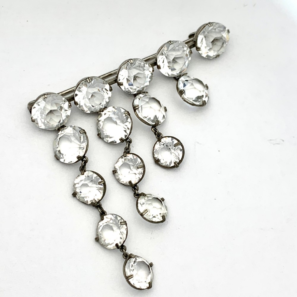 Art Deco Paste Graduated Waterfall Brooch