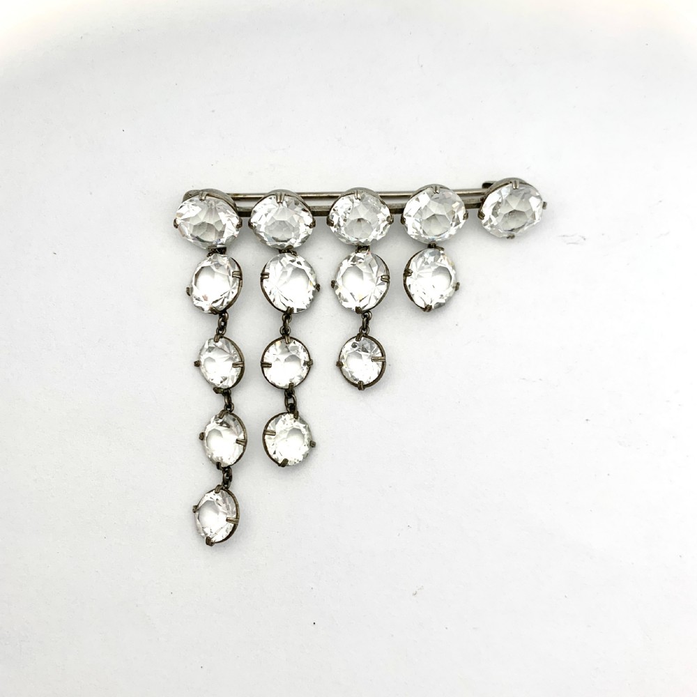 Art Deco Paste Graduated Waterfall Brooch View V