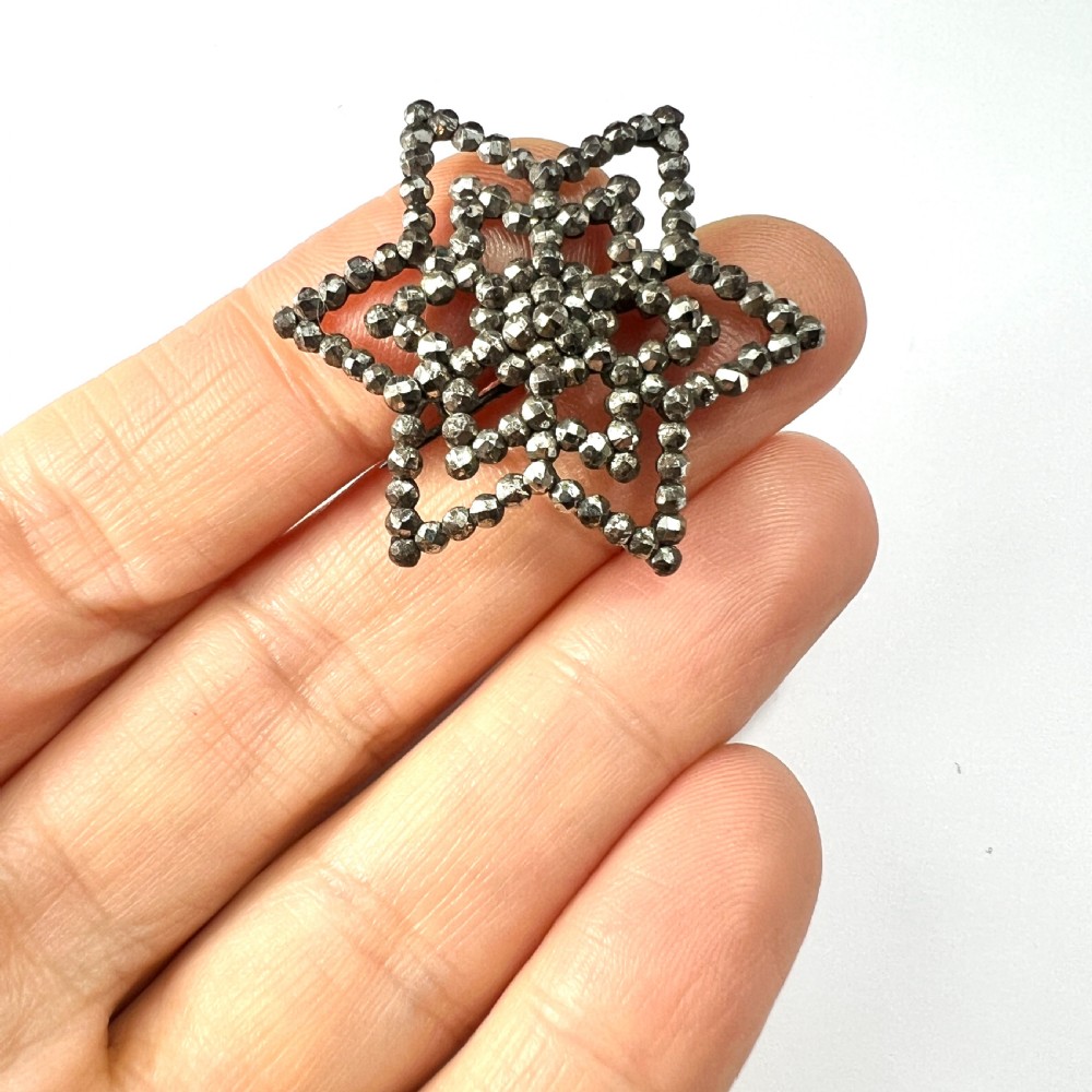 Antique Georgian Cut Steel Star Brooch View V
