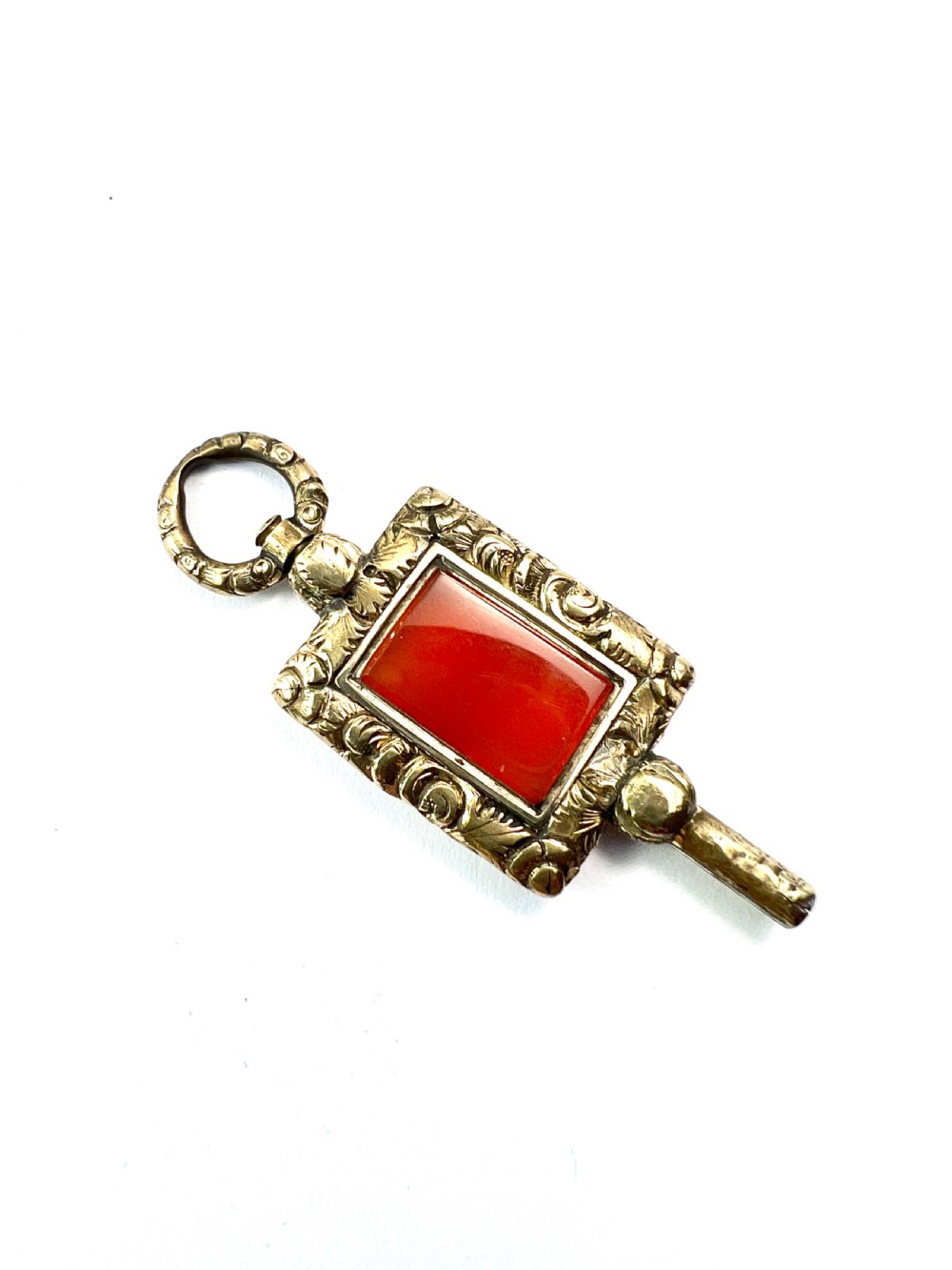• Antique Gilt Carnelian Watch Key Pendant Fob View III