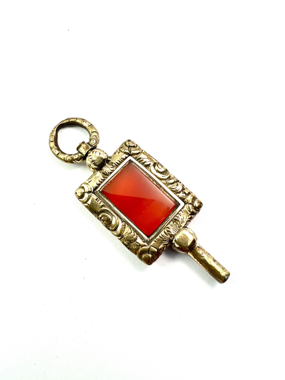 • Antique Gilt Carnelian Watch Key Pendant Fob View IV