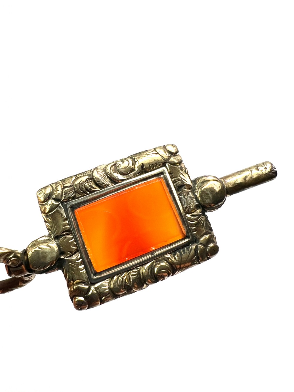 • Antique Gilt Carnelian Watch Key Pendant Fob View VI