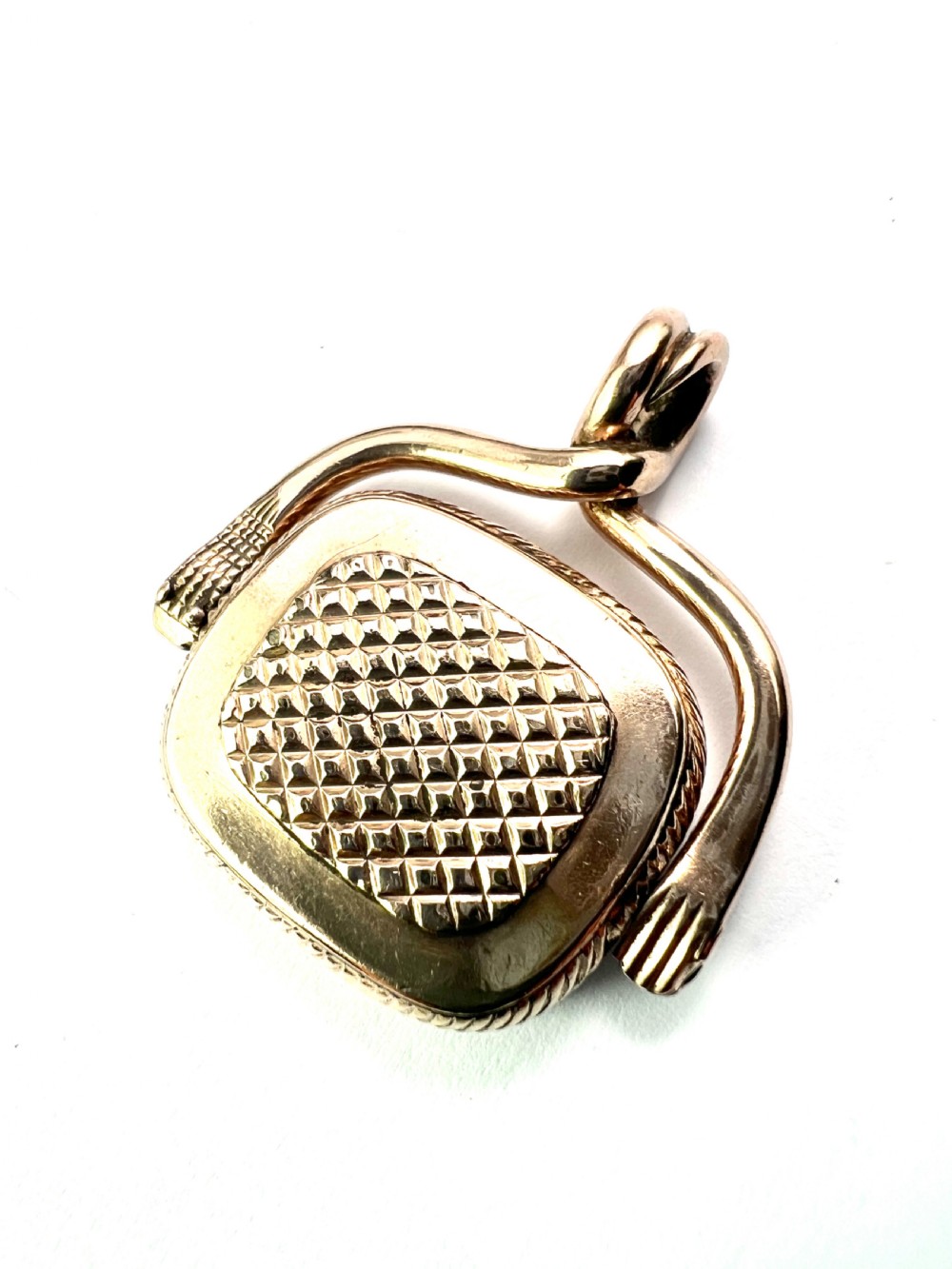 Antique Snake and Hand Gold Intaglio Carnelian Spinner Fob Pendant  View II