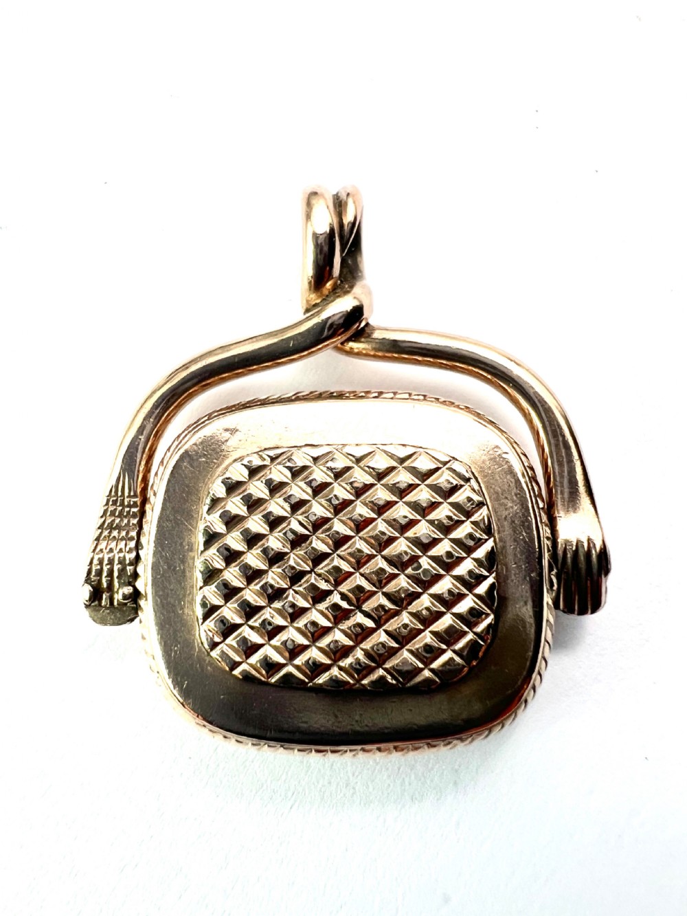 Antique Snake and Hand Gold Intaglio Carnelian Spinner Fob Pendant  View VII