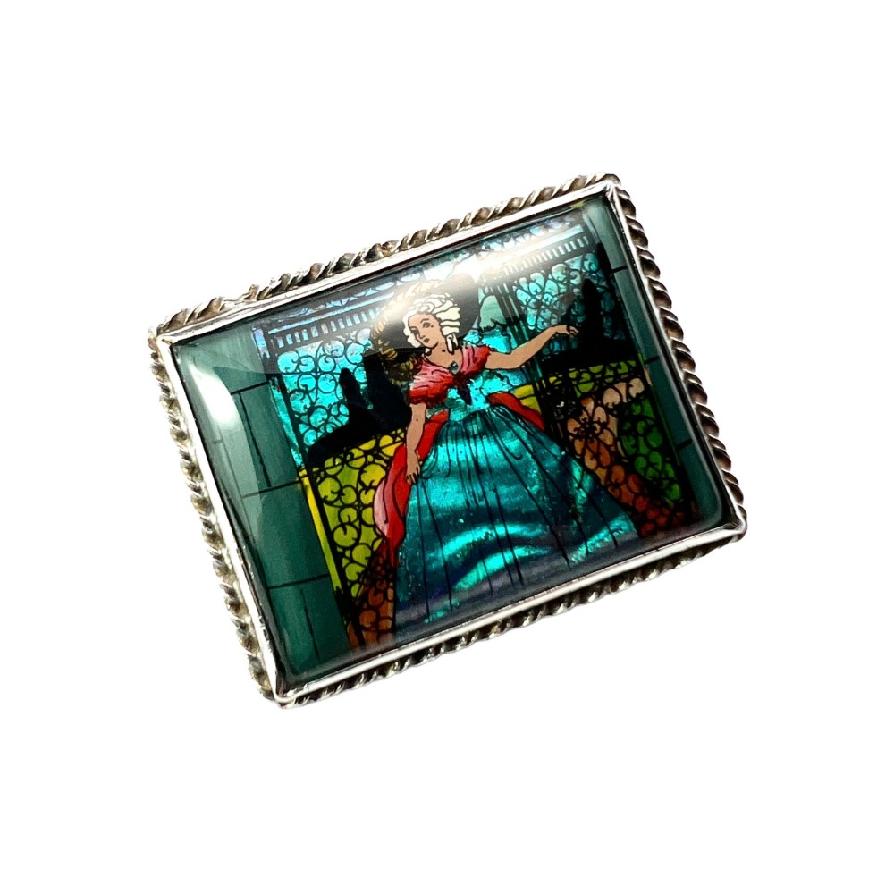 Art Deco Silver Crinoline Lady Butterfly Wing Brooch