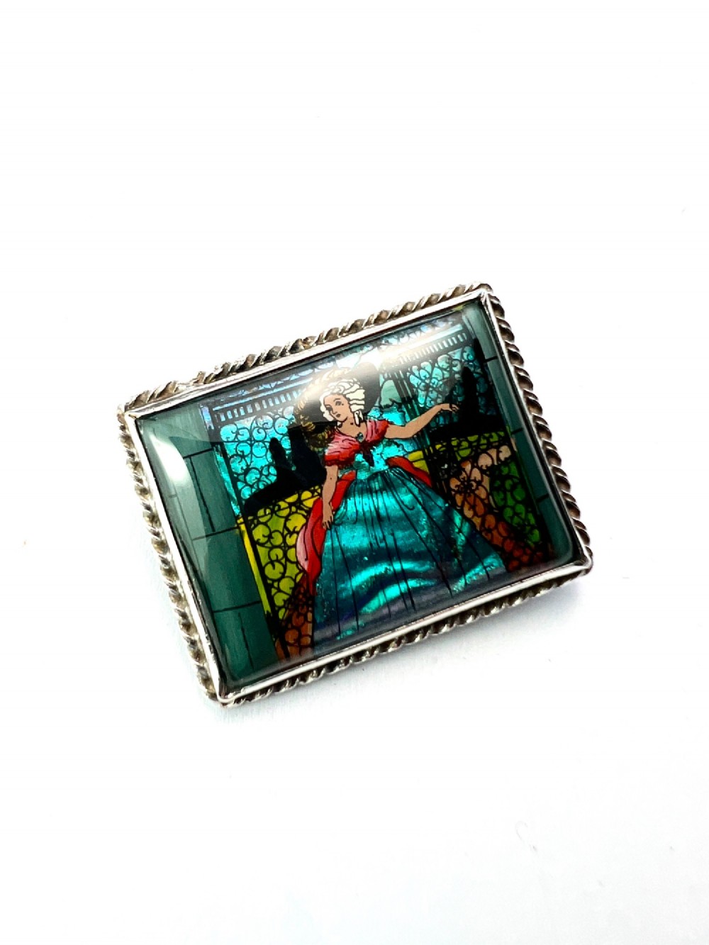 Art Deco Silver Crinoline Lady Butterfly Wing Brooch View III