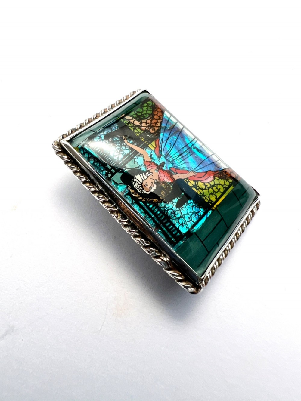 Art Deco Silver Crinoline Lady Butterfly Wing Brooch View IV