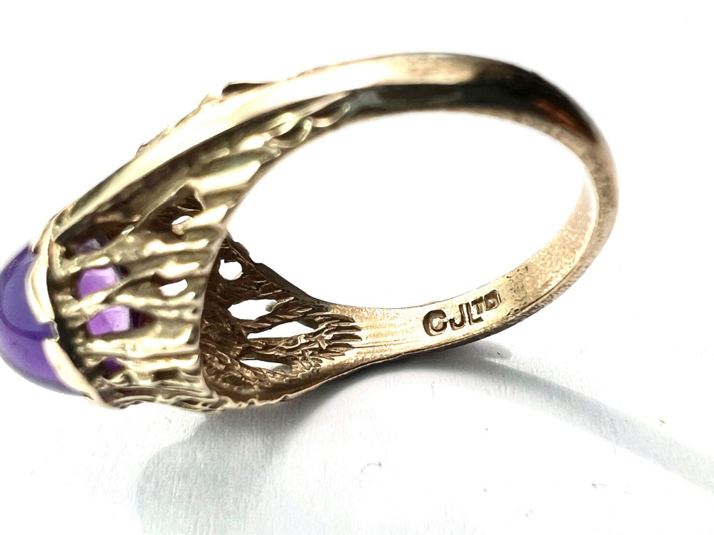 1968 Vintage Amethyst Solitaire 9CT Gold Brutalist Ring View VII
