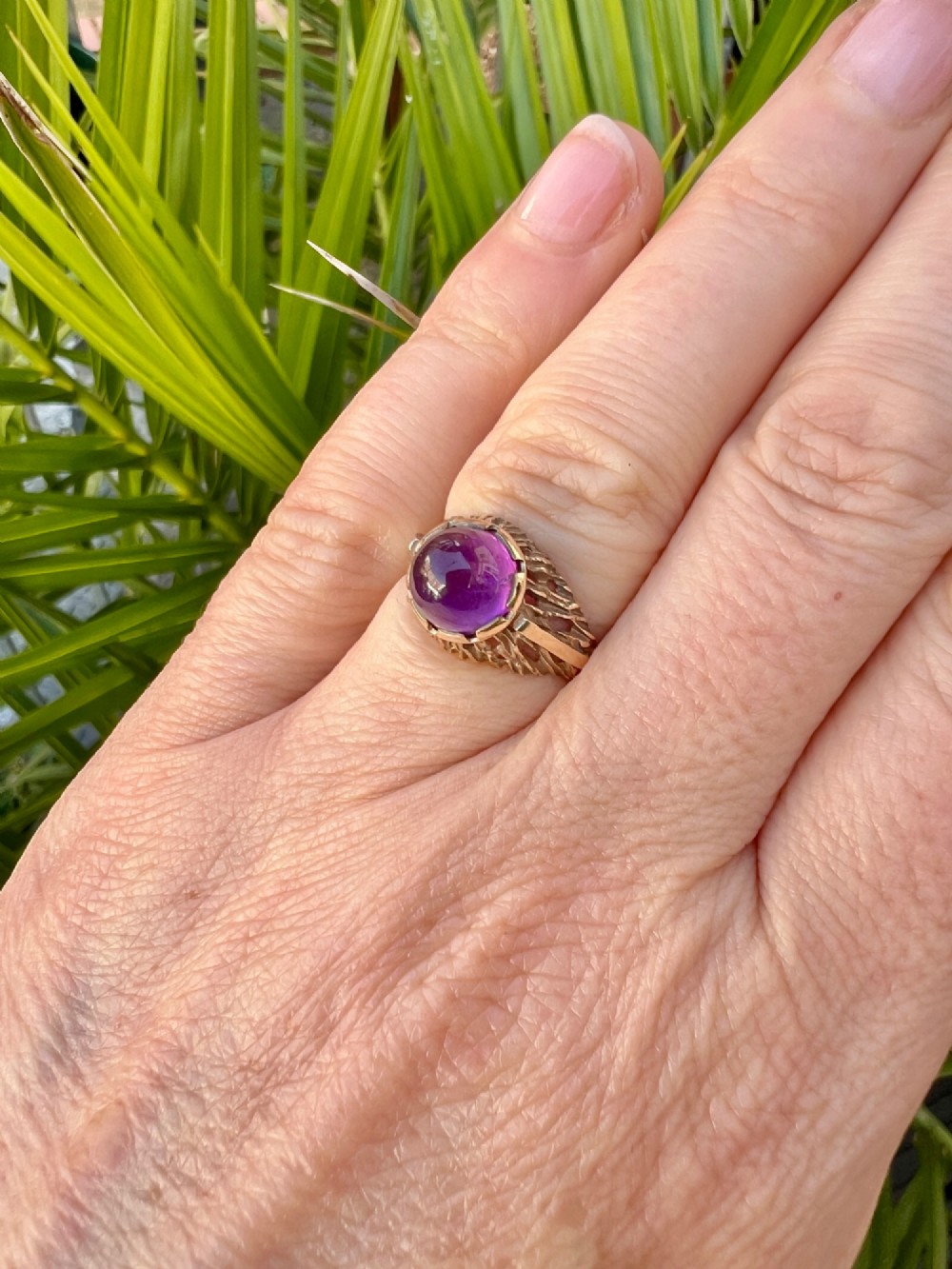 1968 Vintage Amethyst Solitaire 9CT Gold Brutalist Ring View X