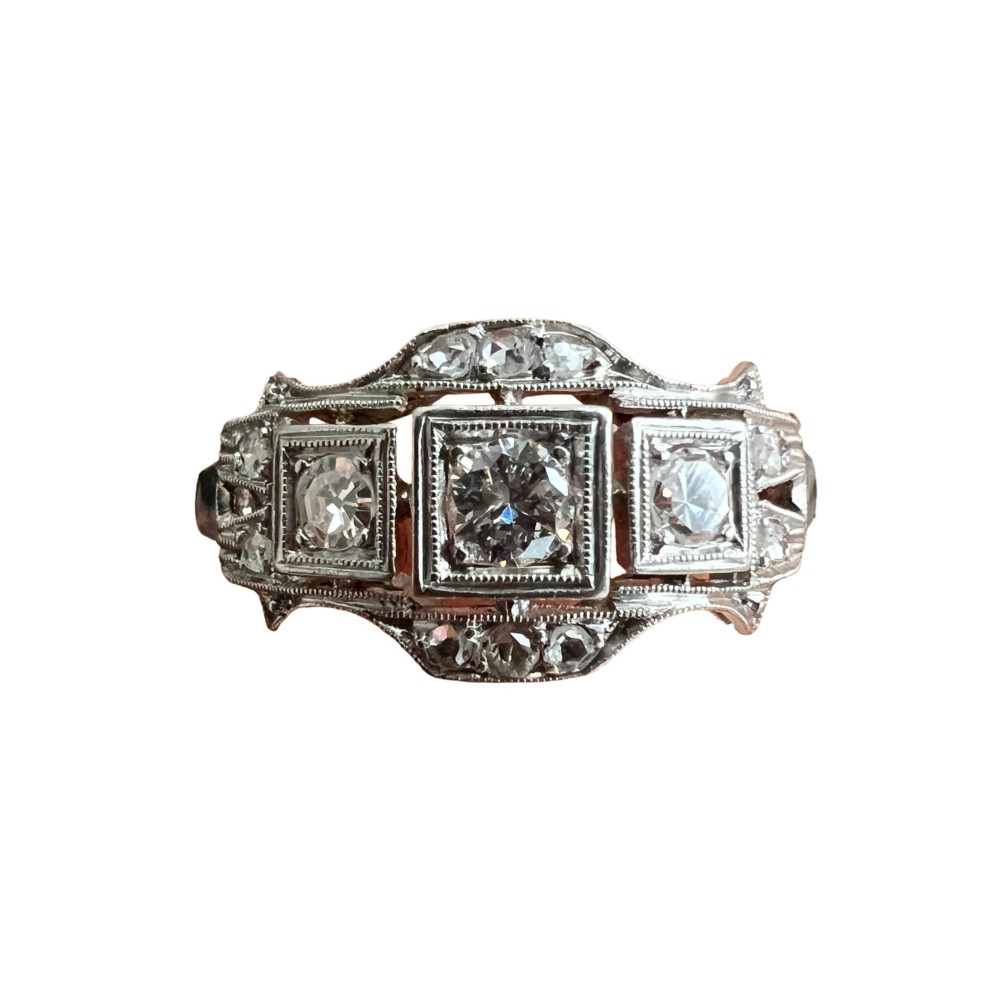 Original Art Deco Diamond Platinum Engagement Ring