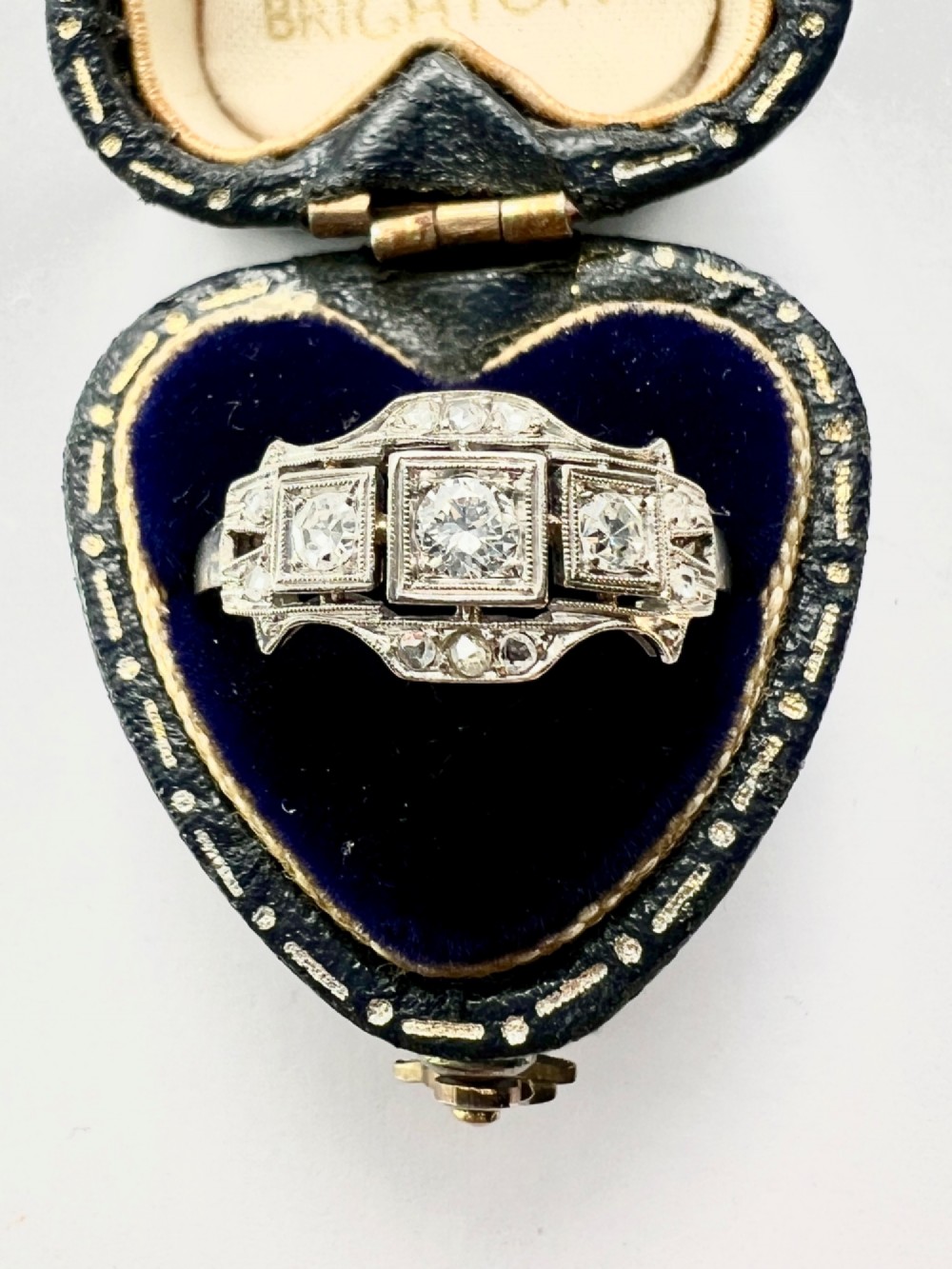 Original Art Deco Diamond Platinum Engagement Ring View II
