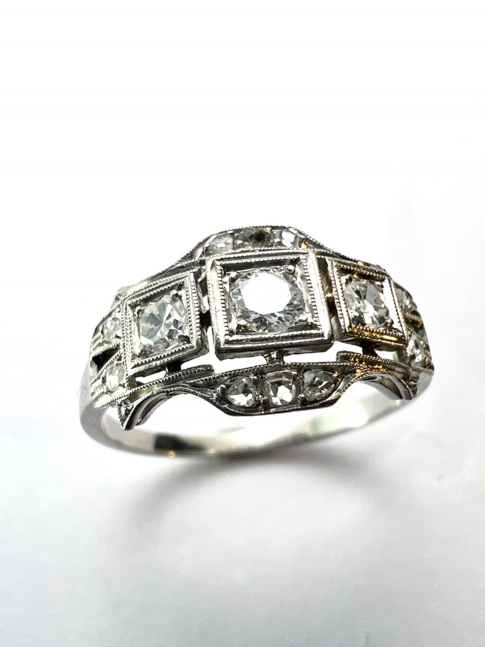 Original Art Deco Diamond Platinum Engagement Ring View IV