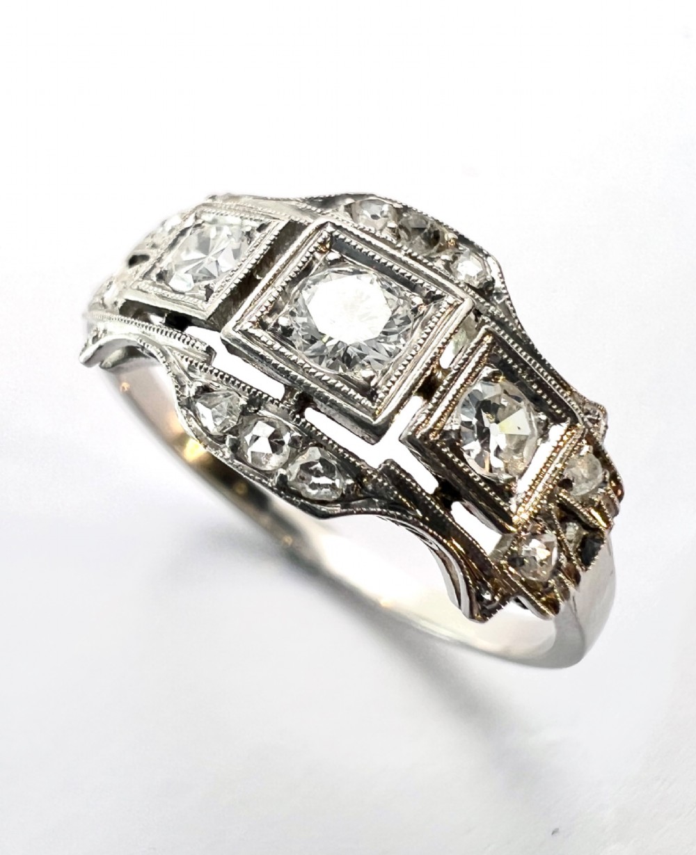 Original Art Deco Diamond Platinum Engagement Ring View V