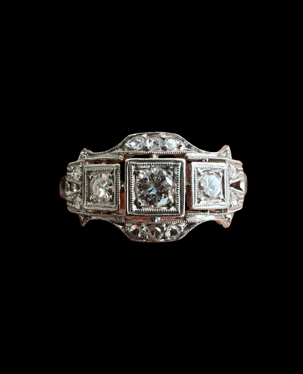 Original Art Deco Diamond Platinum Engagement Ring View VII
