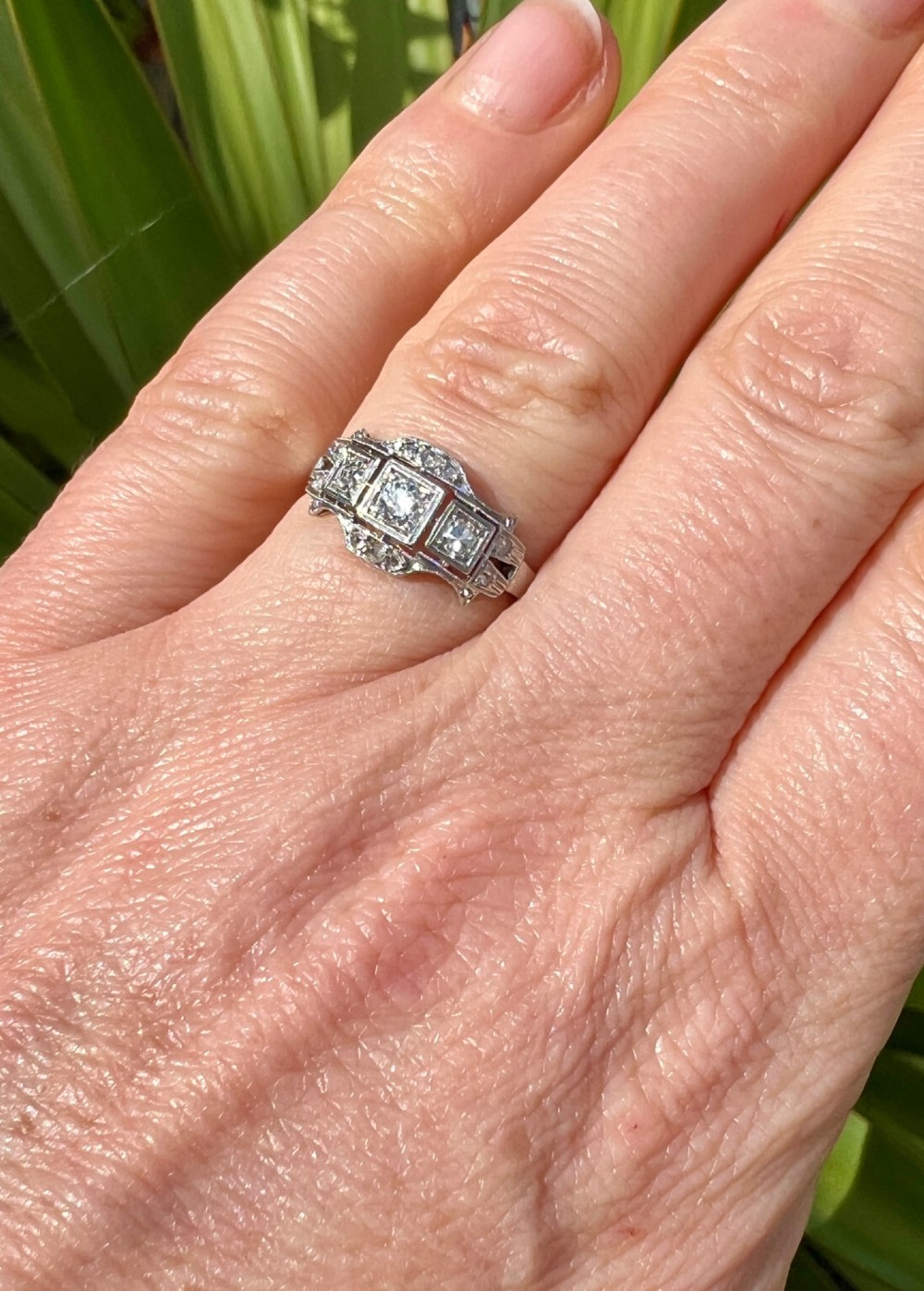Original Art Deco Diamond Platinum Engagement Ring View VIII