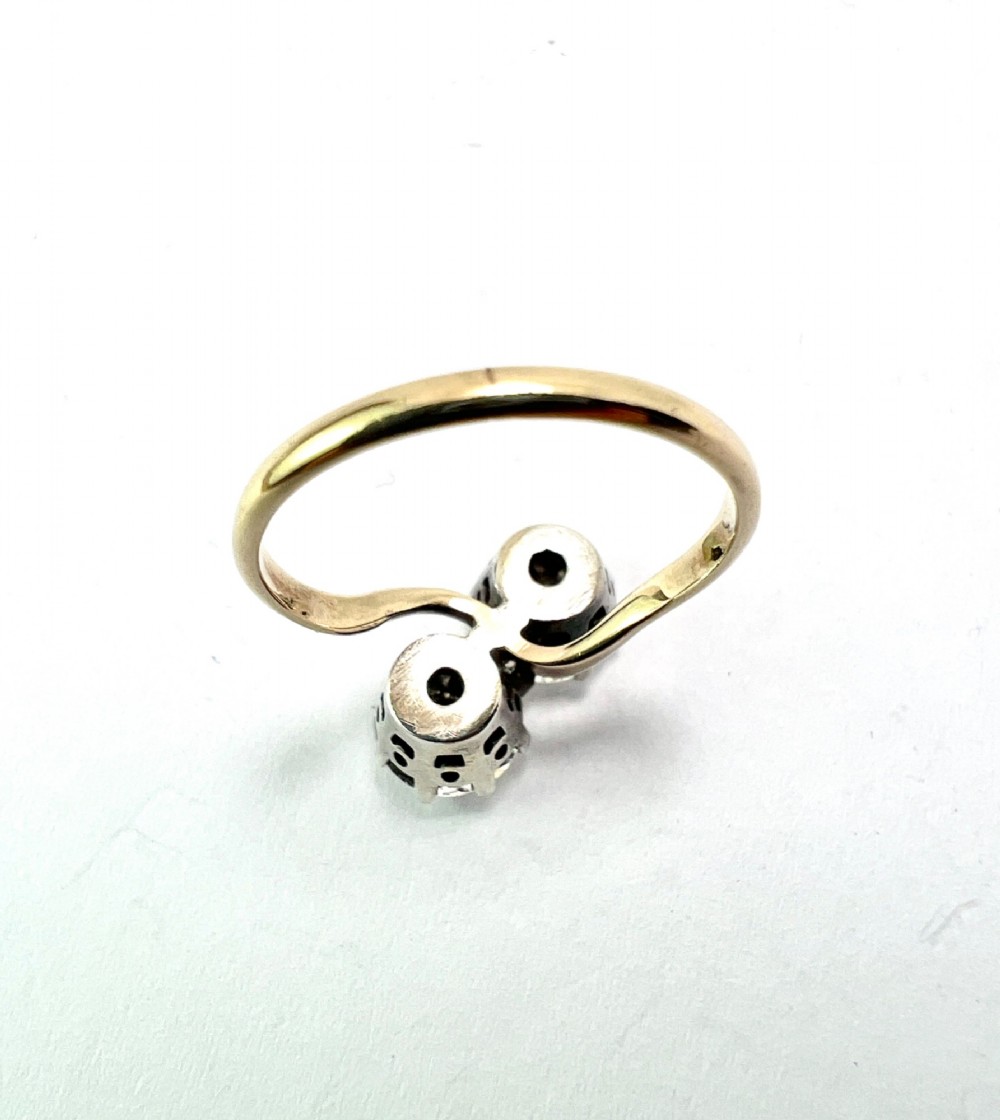 Vintage Gold and Silver Ciro Toi et Moi Crossover Ring View III