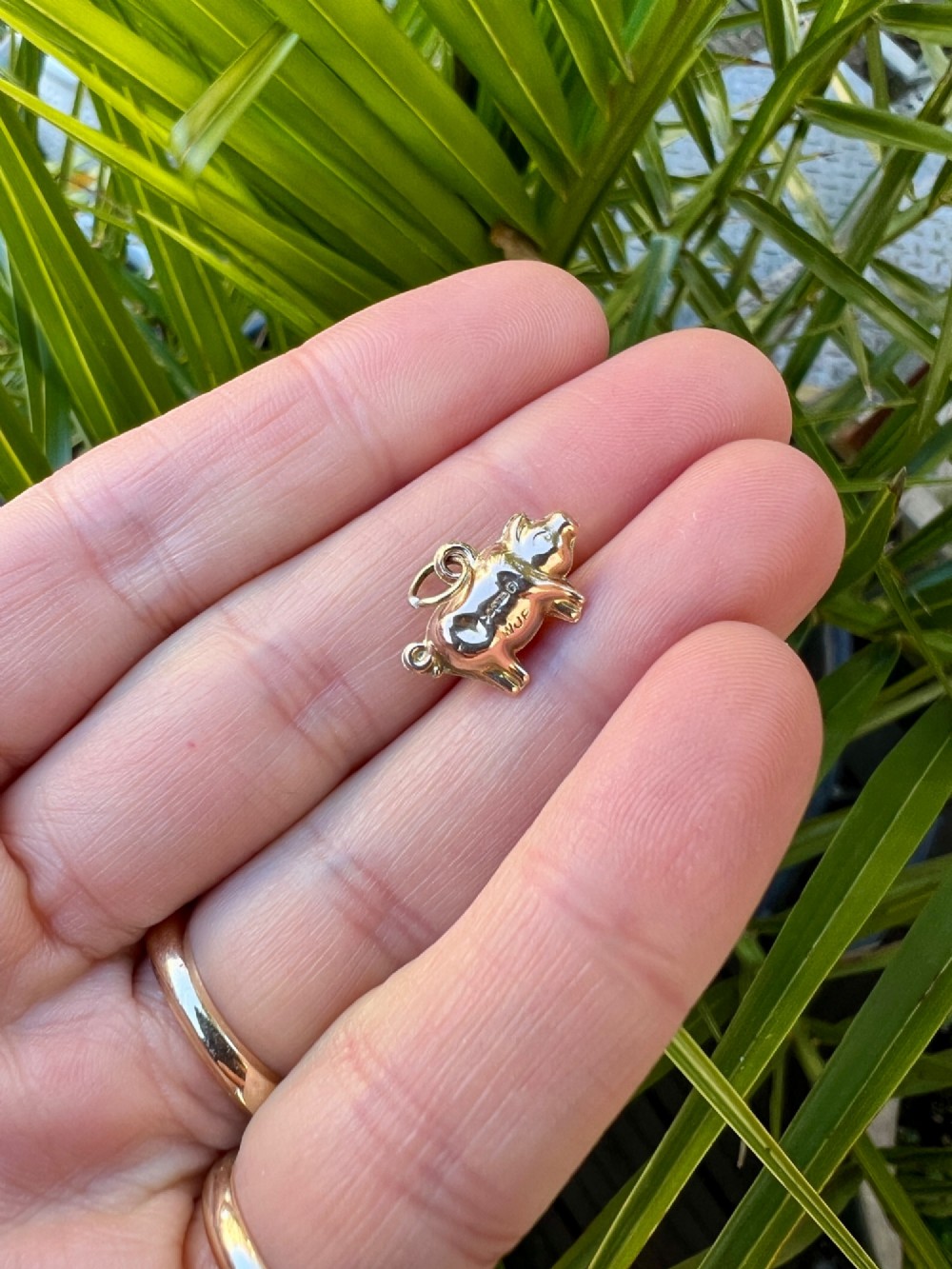 Tiny 1956 Vintage 9CT Gold Pig Charm View V