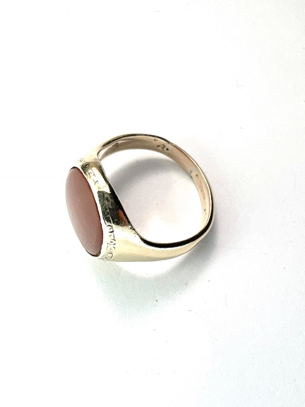 1939 Vintage 9CT Gold Carnelian Jasper Solitaire Gold Signet Ring View IV