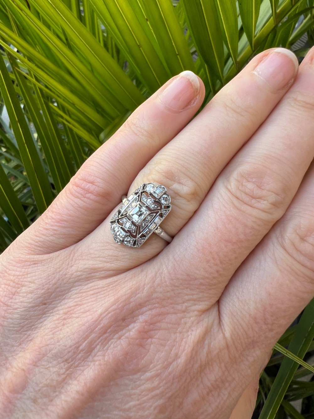 Original Art Deco Diamond Platinum Ring View III