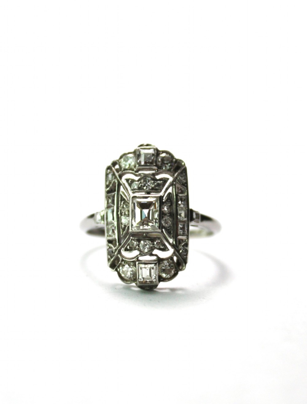 Original Art Deco Diamond Platinum Ring View V