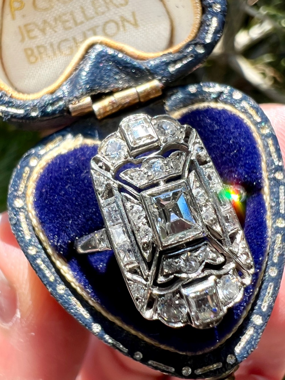 Original Art Deco Diamond Platinum Ring View VI