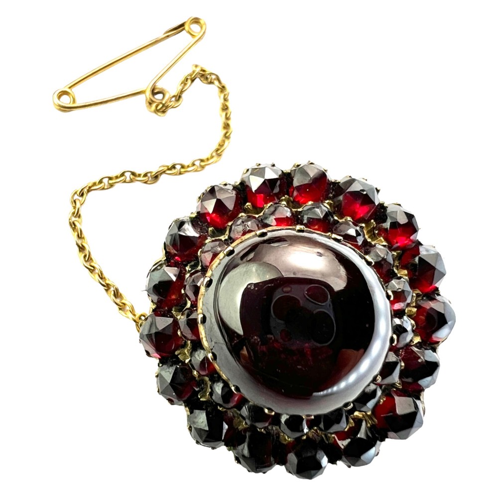 Victorian Bohemian Garnet Cluster Brooch