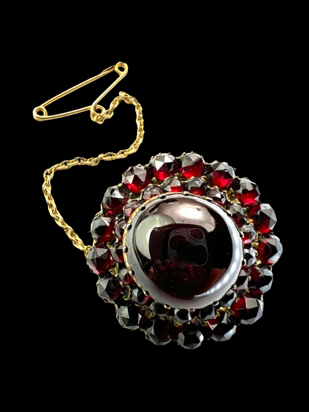 Victorian Bohemian Garnet Cluster Brooch View II