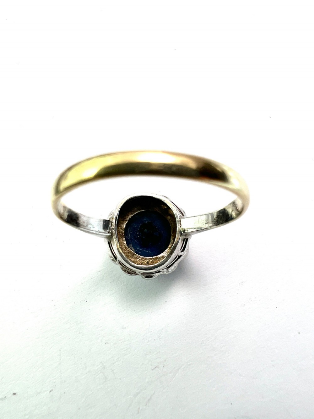 Antique Sapphire Paste Gold and Silver Halo Ring View III