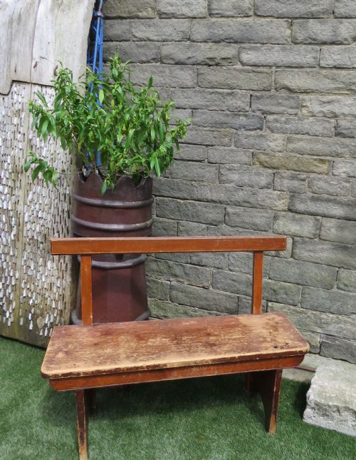 ANTIQUE WELSH PINE SUNDAY SCHOOL BENCH WITH BACK IN ORIGINAL FINISH VICTORIAN NO2 OF 2