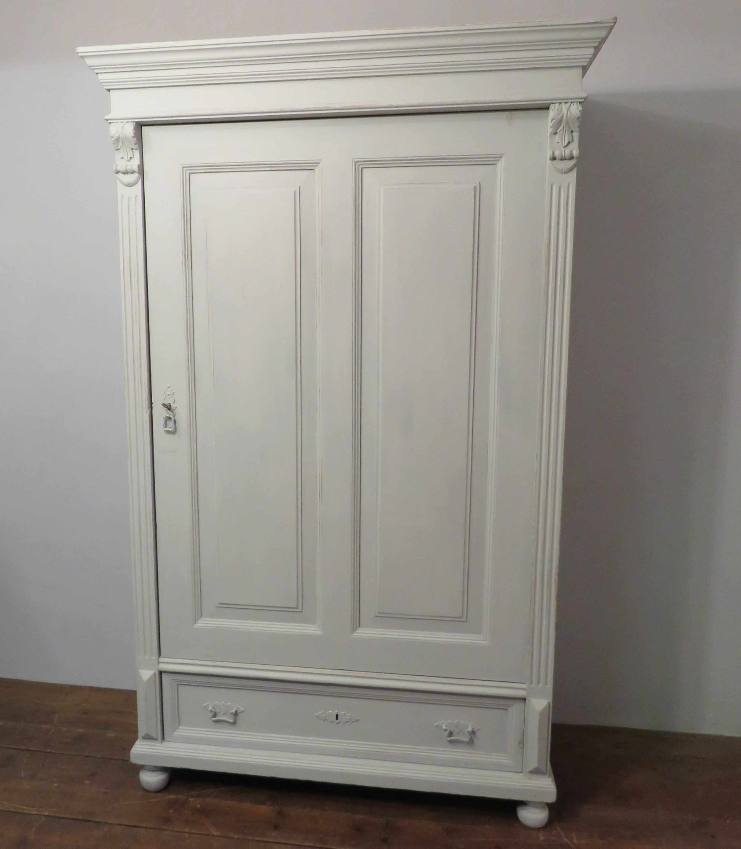 Antique Classic Painted Pine Single Door Storage Cupboard 1870