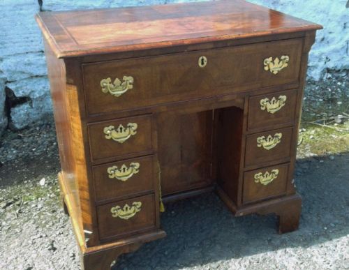George 11 Figured English Walnut Kneehole Desk.