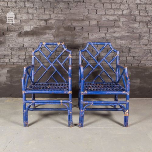 A Rare Victorian Pair of Chinoiserie Beech Chairs
