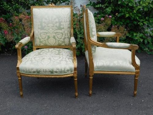 Fine Pair of 19th Century Library Fauteuils Chairs. Of Superb Geo 111 Proportions